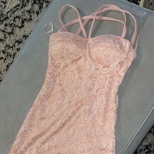 PLT - Crochet/Lace midi bodycon dress strap cutout